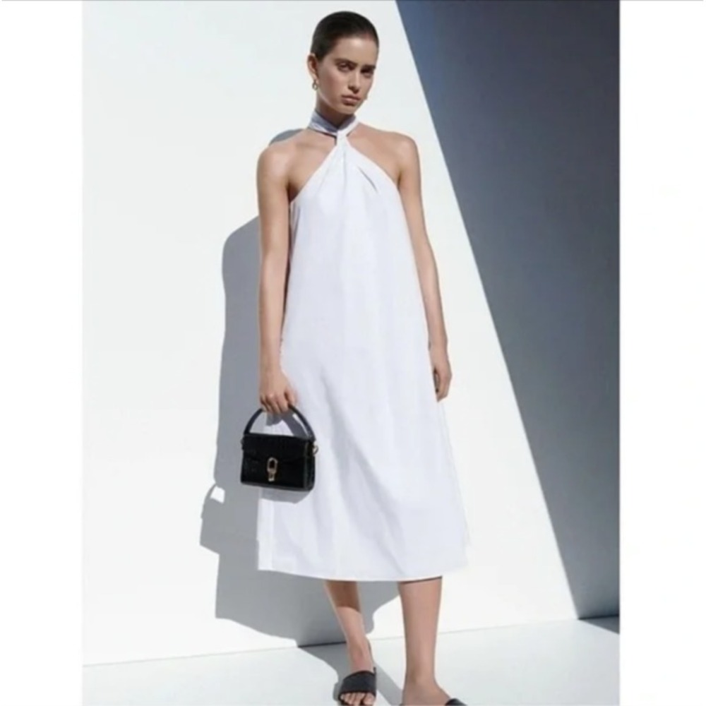 Anine Bing White Halter Midi Dress